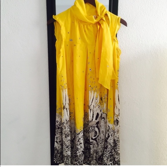 Miss sixty silk yellow floral shift dress - Picture 3 of 3